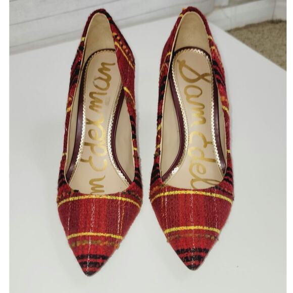 Sam Edelman Hazel Pointed Toe Pumps in Red Multi, sz 8 Wide - Picture 1 of 12
